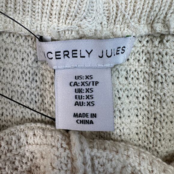 Sincerely Jules Crochet Knit Crop Top & Pants Set XS Oatmeal Stretch Loungewear - Picture 13 of 13